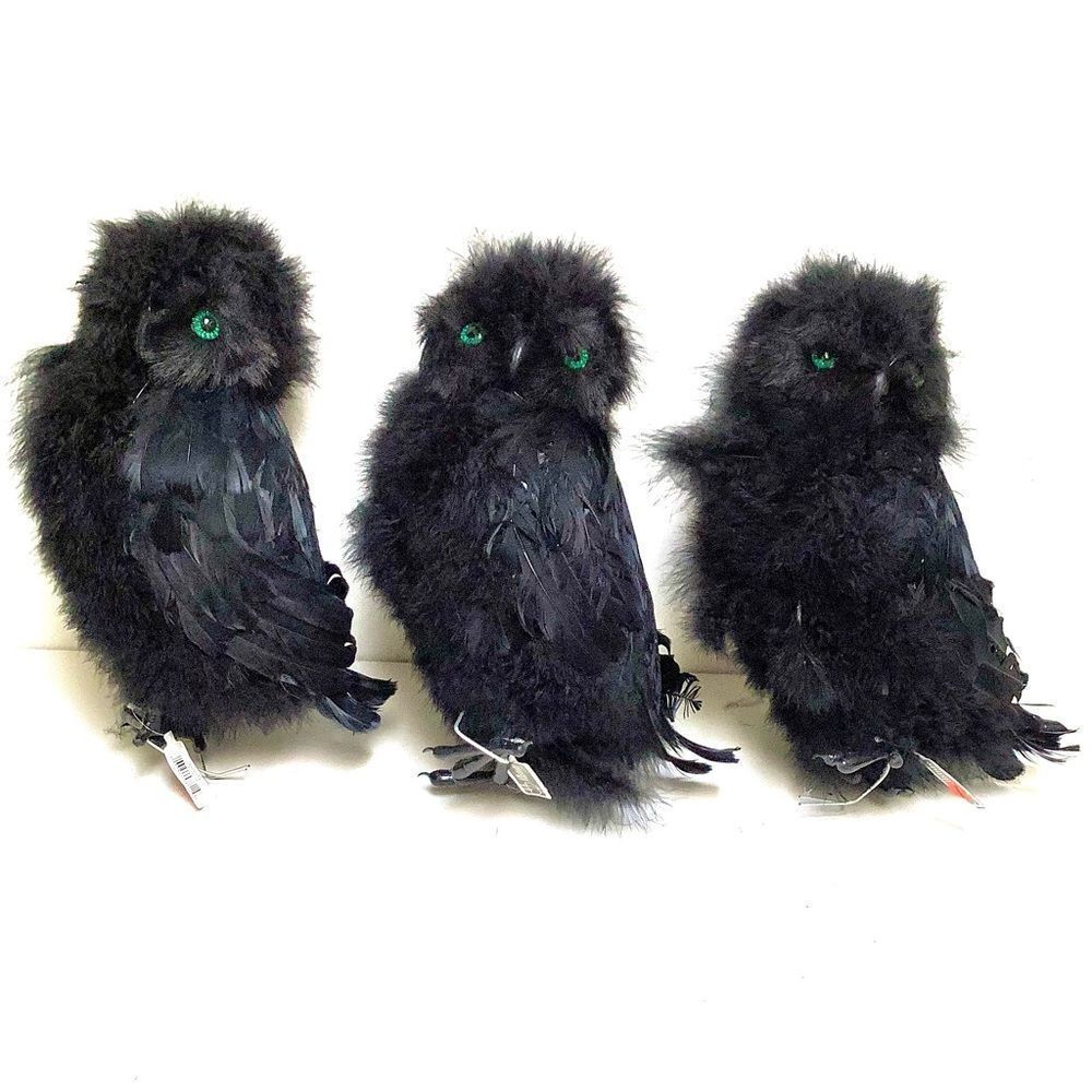 Spooky Feathered Halloween OWL LARGE Decoration Extra Large